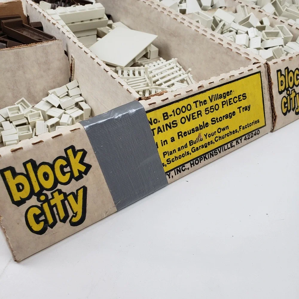 2 Boxes Vintage Block City B-1000 The Villager Plastic Building Sets Uncounted